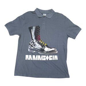 Rammstein Graphic Polo Shirt Kariban Tonic XXXL Cotton Mens Dark Gray 3X Tour
